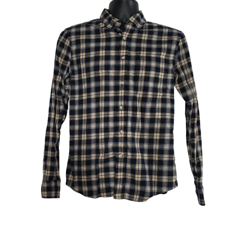 Banana Republic Men's Size Small Blue Yellow Plaid Long Sleeve Button Down Shirt